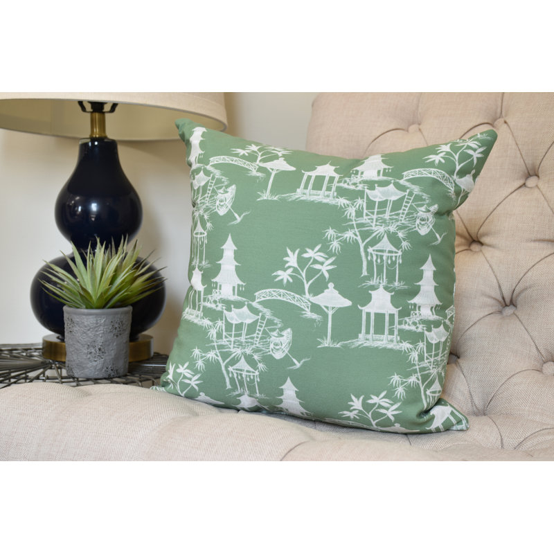 Housse et insert de coussin carré intérieur / extérieur Palm Beach Chinapezka, 26 po x 26 po, Vert