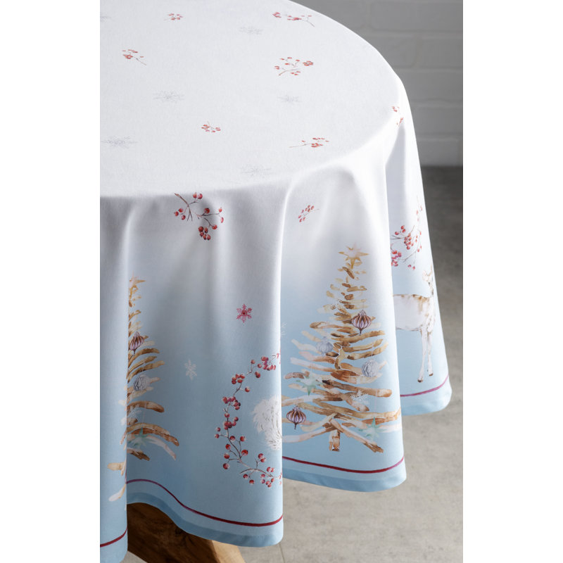 100% Cotton Round Christmas Tablecloth, 63" x 63"