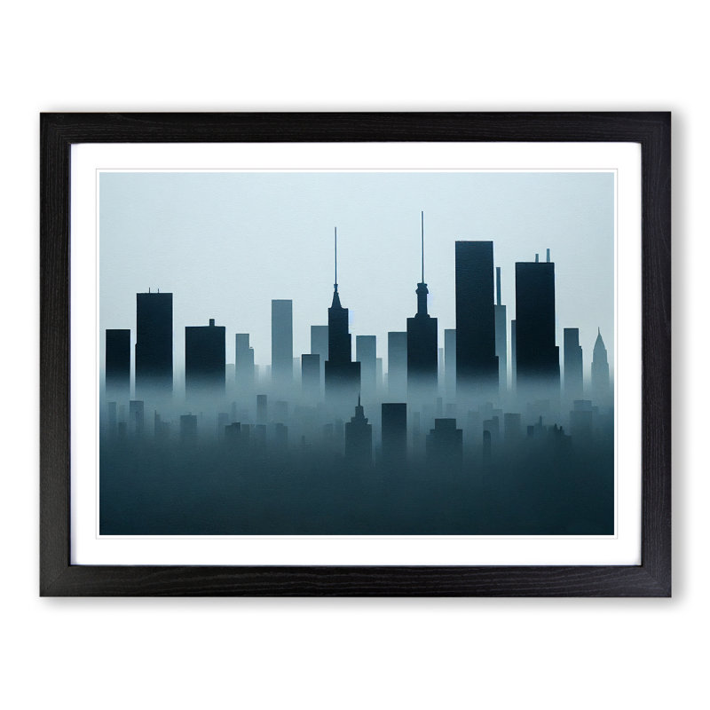Evocative Skyline Architecture - Framed Print, 46cm H x 64cm W x 2cm D, Black
