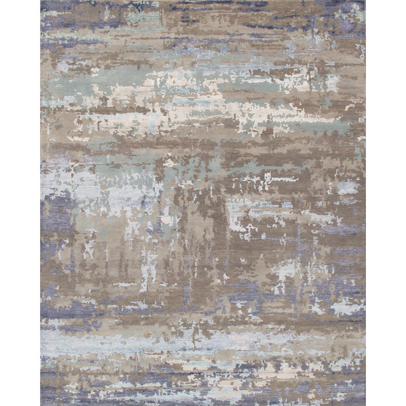 Hand Knotted Viscose Abstract Indoor Rug