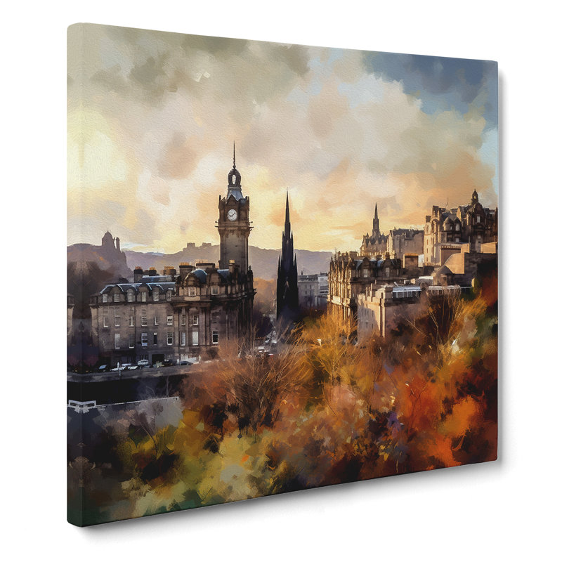City Of Edinburgh Impressionism No.2 - Wrapped Canvas - Framed Print, 35cm H x 35cm W x 3cm D