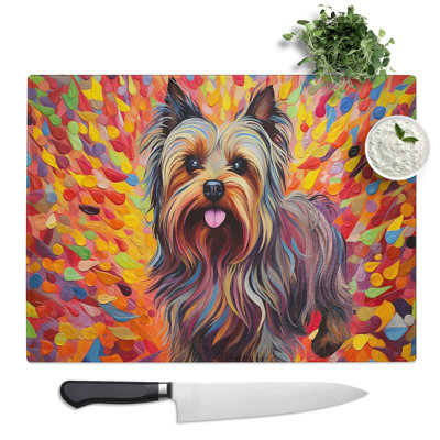 Yorkshire Terrier Colour Field No.2  Glass Chopping Board