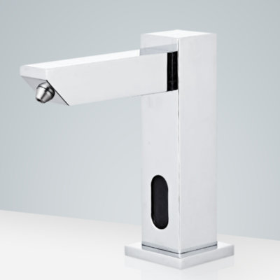 BathSelect Chrome Finish Commercial Deck-Mount Touchless Automatic Sensor Faucet – Hygienic, Water-Saving