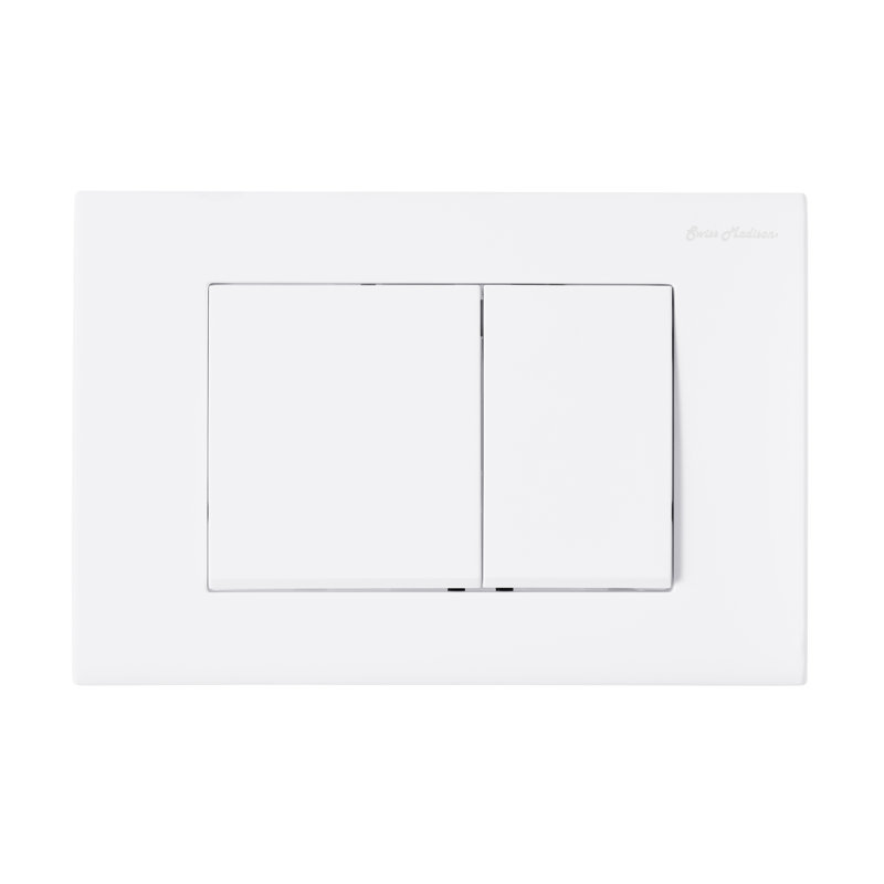 Plaque de commande murale à double chasse avec boutons poussoirs carrés Swiss Madison, Blanc mat