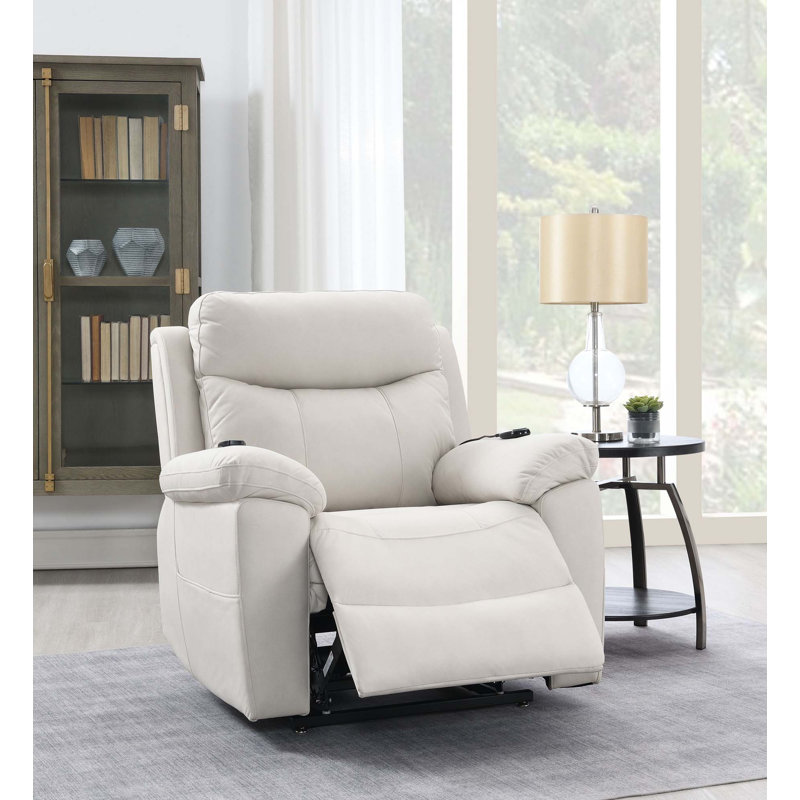 Fauteuil inclinable électrique poli en microfibre, Beige