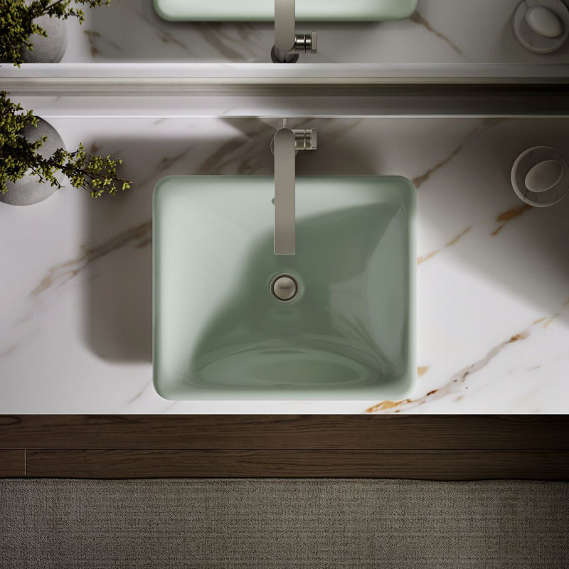 Iron Plains 18-1/2 In. Rectangular Vessel Bathroom Sink, Aspen Green