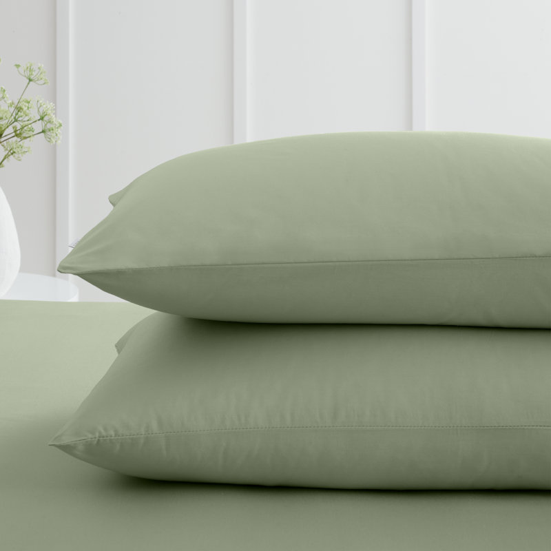 200 Thread Count 100% Cotton Standard Pillowcase Pair, 50 x 75 cm, Green