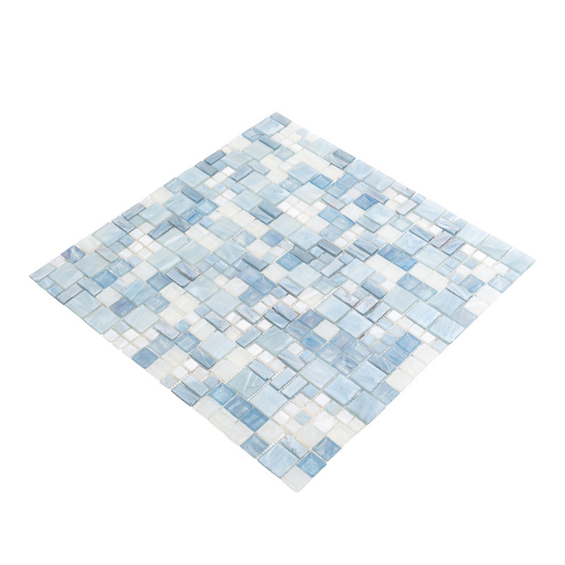 13" x 13" Straight Edge Glass Mosaic Wall & Floor Tile, Blue