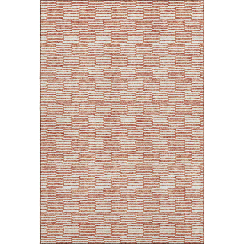 Premium Machine Washable Prisco Salmon Rug, Rectangle 10' x 14'