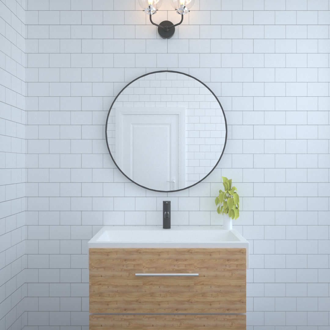 Round Mirror, Wall Mounted Metal Frame Mirror for Bathroom, Living Room, Vanity Ebern Designs 