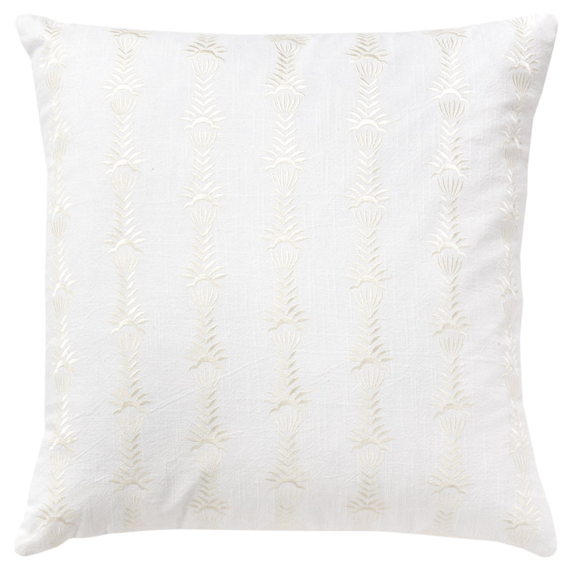 Tasha Striped Square Throw Pillow, Almost White