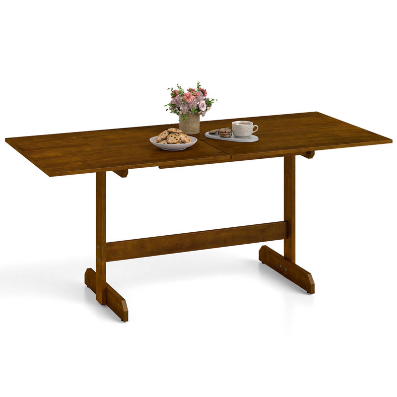 Table de salle à manger 71 po avec pieds en bois d'hévéa et texture de grain de bois