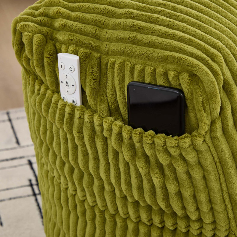 Fauteuil à billes en mousse à mémoire de forme avec repose-pieds Comfy, Olive