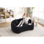 Canapé moderne 2 places sans os en chenille noire, version améliorée, 3 coussins, idéal pour le salon, le bureau, l'appartement, l'aménagement de l'espace, revêtement en chenille avec boulochage compact optimisé pour les invités.