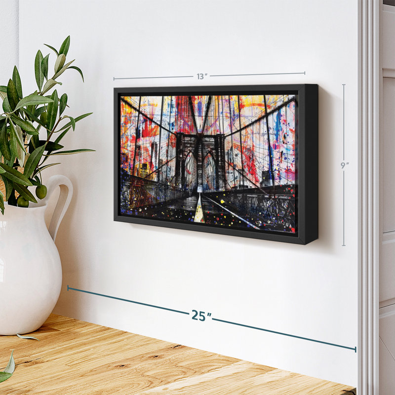 Impression sur toile Grunge Brooklyn Bridge, H 9 po x l 13 po