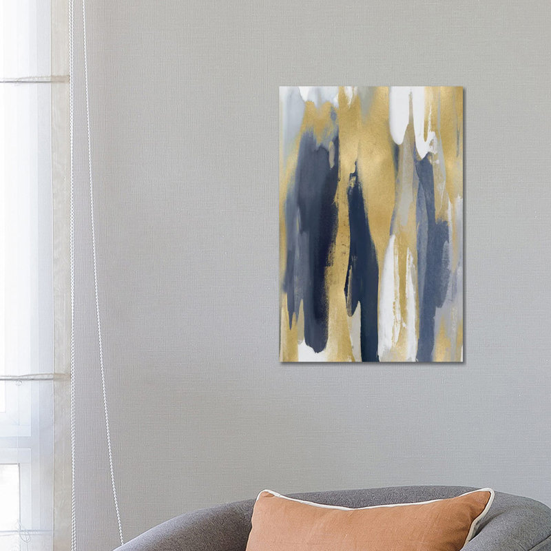 Converge Blue And Gold III by Jackie Hanson - Wrapped Canvas Print, 66.04 cm H x 45.72 cm W x 1.91 cm D