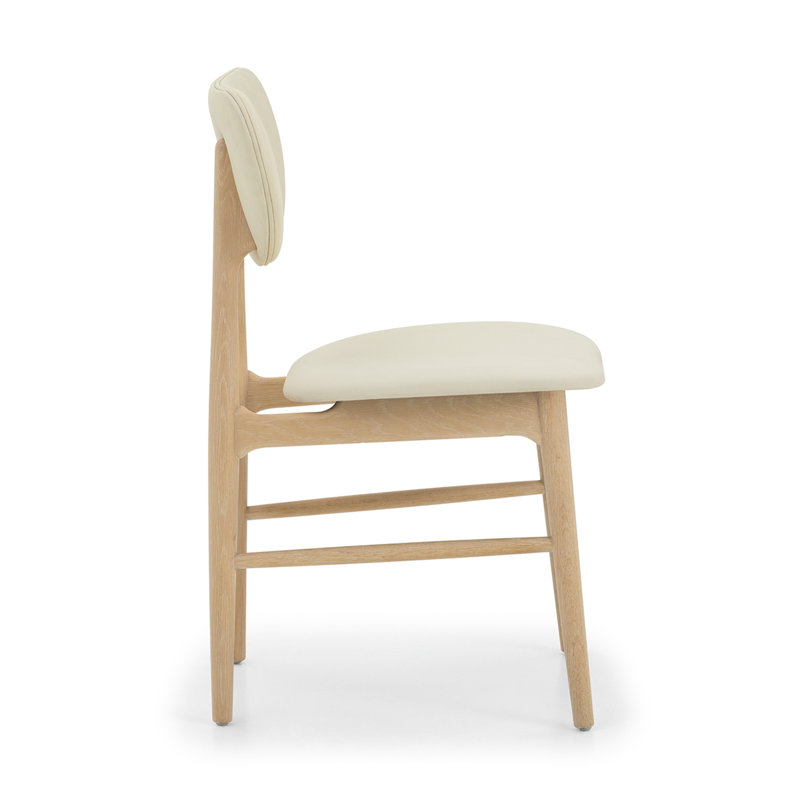 Stella Upholstered Dining Chair, Saddle, White