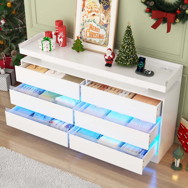Commode 6 tiroirs Katyana, Blanc