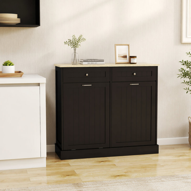 Armoire à ordures inclinable à deux tiroirs et à deux compartiments, armoire de cuisine, armoire de rangement de salon