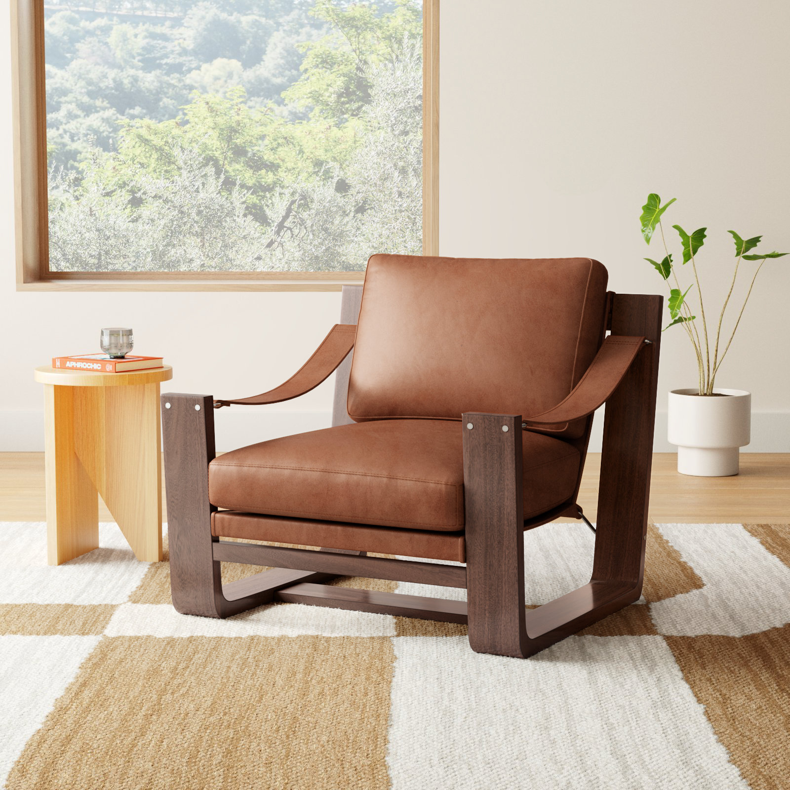 Arista Genuine Leather Armchair, Heirloom Sienna Genuine Leather