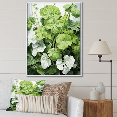 " Minimalism White And Green Geraniums I "