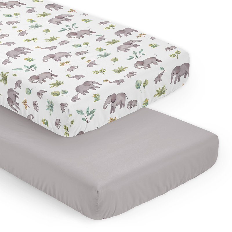 Drap-housse pour lit de bébé Watercolor Elephants par Sweet Jojo Designs