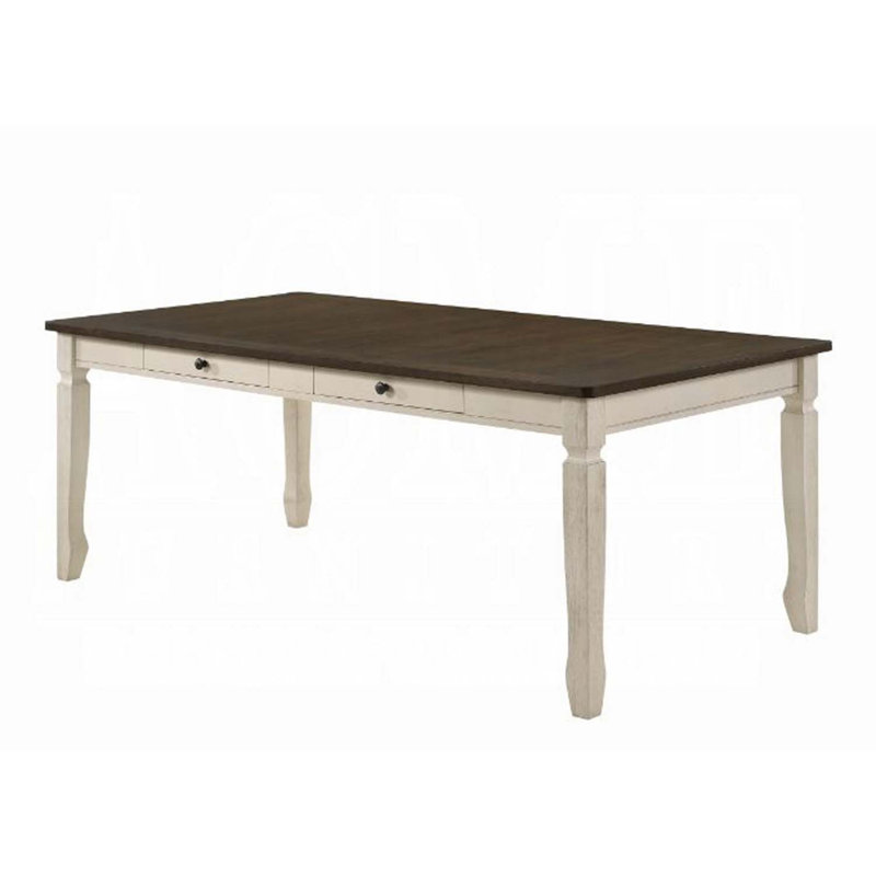 Table de salle à manger ACME Fedele, chêne vieilli et finition crème