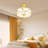 4-Light 18" Copper Ceiling Light Fixture, E26 White Floral Glass Semi-Flush Mount for dining rooms, kitchens, living rooms