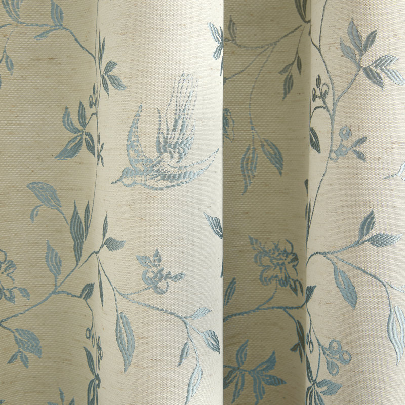 Bird Trail Room Darkening Curtain Pair, 168 W x 137 D cm, Duck Egg Blue