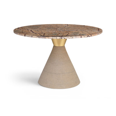 Baleen 48" Genuine Marble And Jute Dining Table