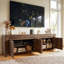 Meuble télé 70 po avec tablettes et portes de rangement, grand centre de divertissement en bois pour téléviseur de 80 po ou moins-131529477-130841436