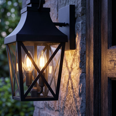 Outdoor Wall Sconce Matte Black With Clear Glass Shade – Waterproof Porch Light For Garage, Patio & Front Door (1-pack)