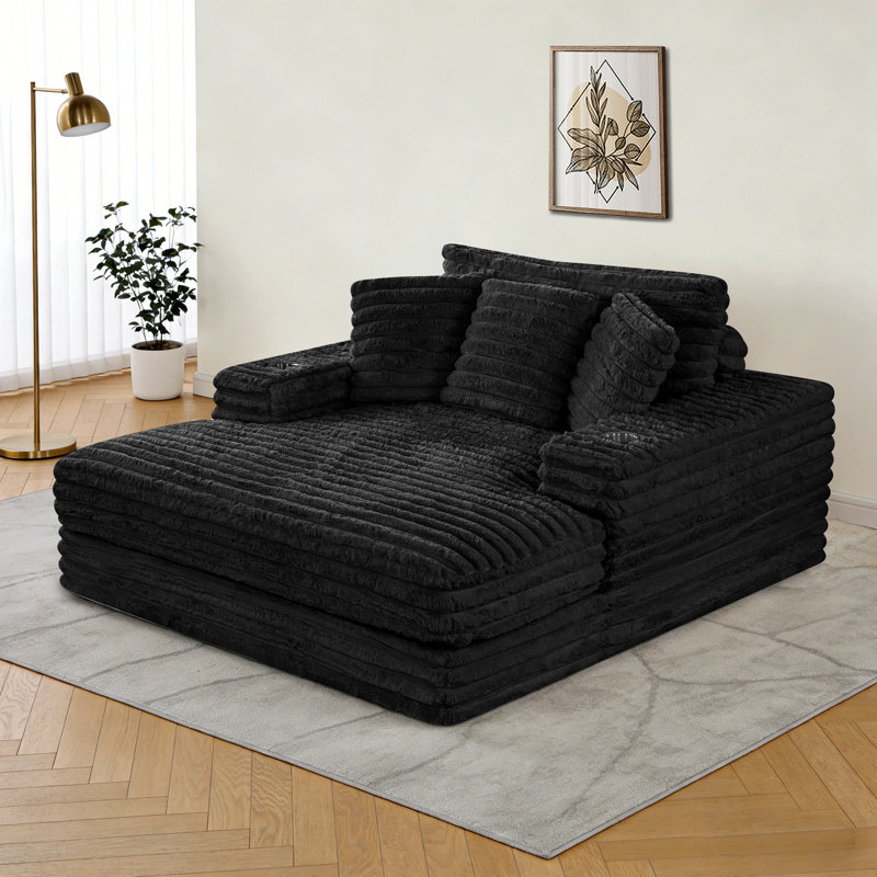 Méridienne extra large Plush, Noir