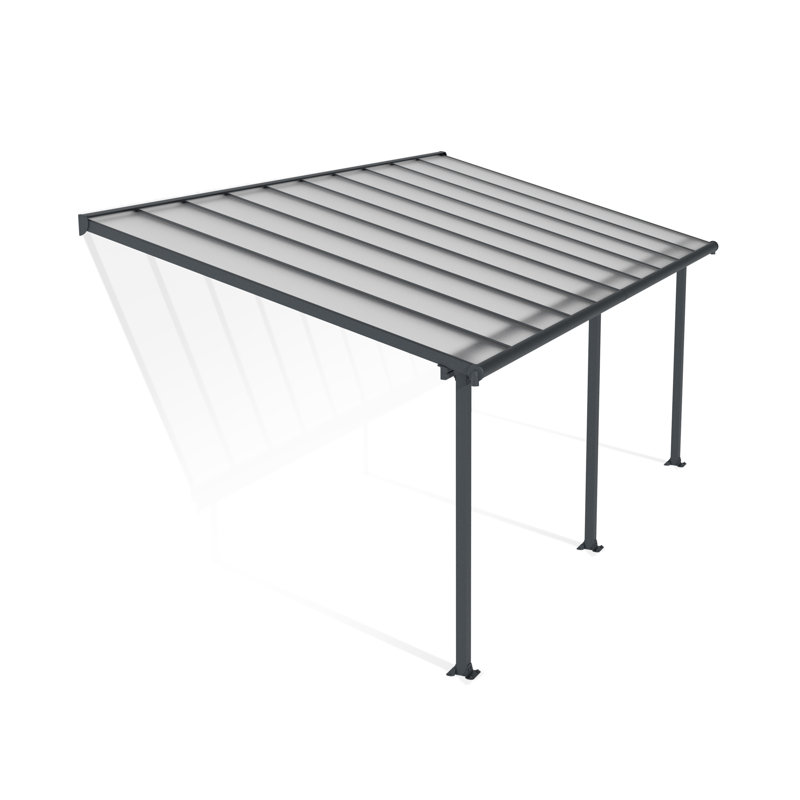 Auvent de patio en polycarbonate, Gris, 10 pi x 20 pi