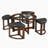 Solid Wood Glass Top Round Table Set, Coffee Table With 4 Stools
