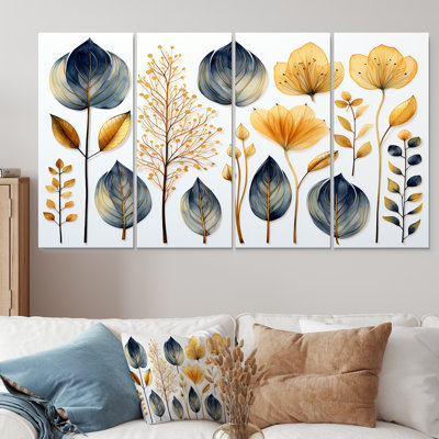 "Collage Dried Autumn Botanicals" - feuilles, décoration murale 4 pièces