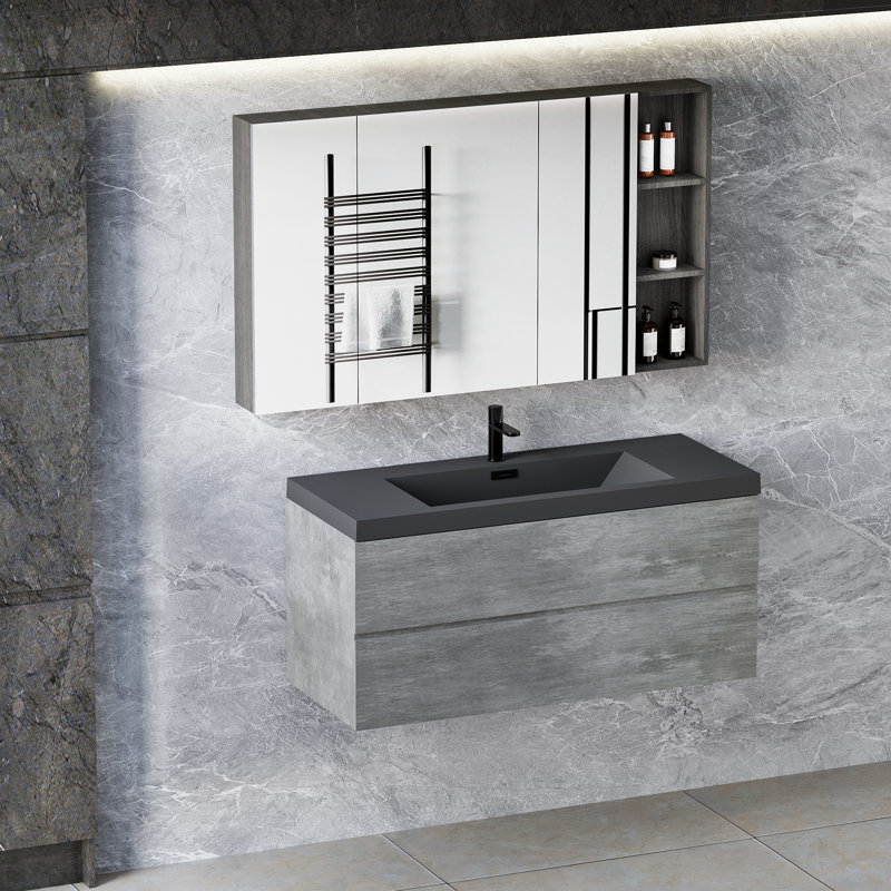 Meuble-lavabo simple 48 po avec plateau en quartz Daegal