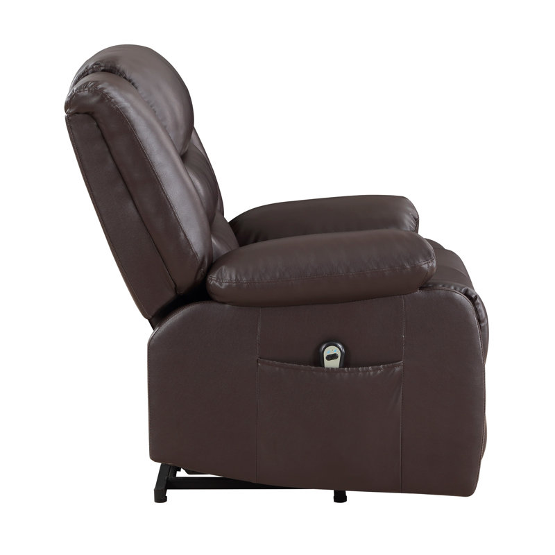 Rauno Faux Leather Lift Assist Power Recliner, Dark Brown