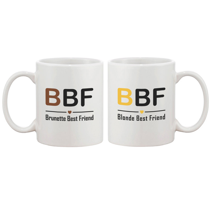 Mancuso Brunette Best Friend and Blonde Best Friend 2 Piece Coffee Mug Set