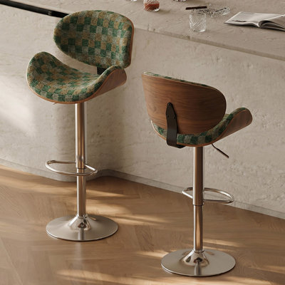 Ensemble de 2 chaises d'appoint vertes et brun-noisette argentées