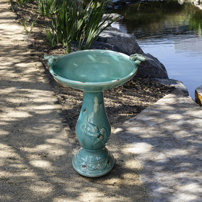 Bain d'oiseaux d'extérieur en céramique antique, 25 po