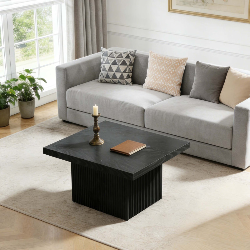 Table basse carrée en bois, Noir