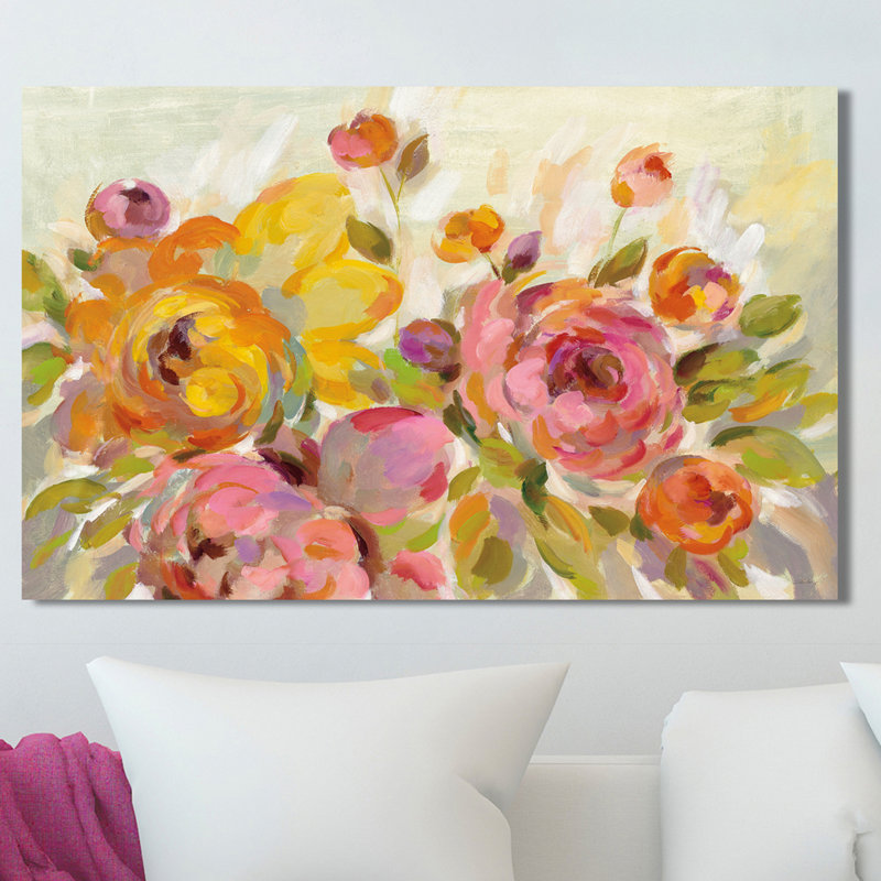 " Brushy Peonies ", 18" H x 30" W