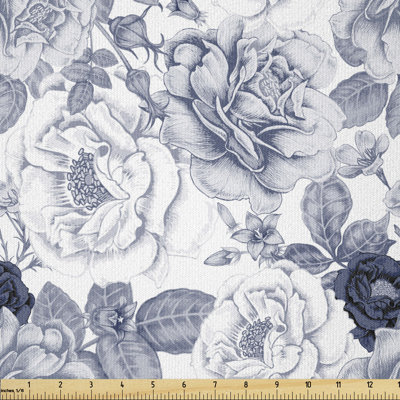 Cicenia Garden Spring Roses Buds with Leaves Flowers Romantic Multi-Purpose Fabric