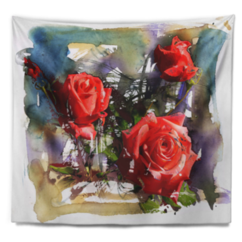 Tapisserie de composition floral grand roses, H 50 po x l 60 po