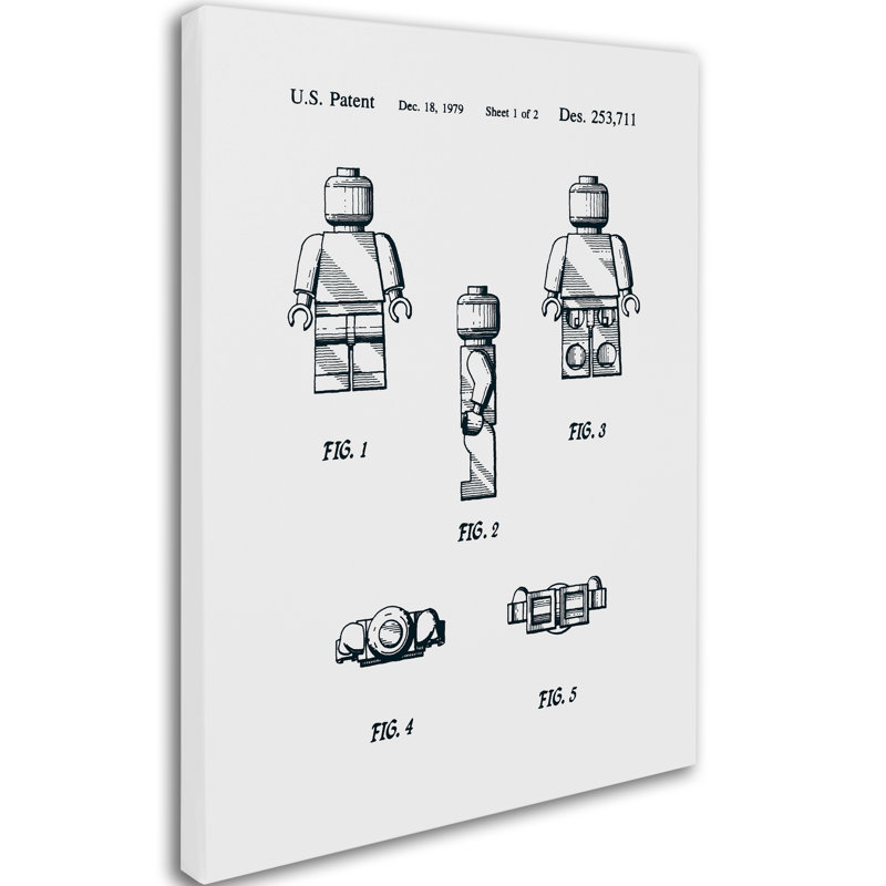 Eyron «Lego Man Vernis», reproduction d'art graphique sur toile tendue en blanc, H 47 po x l 35 po x P 2 po