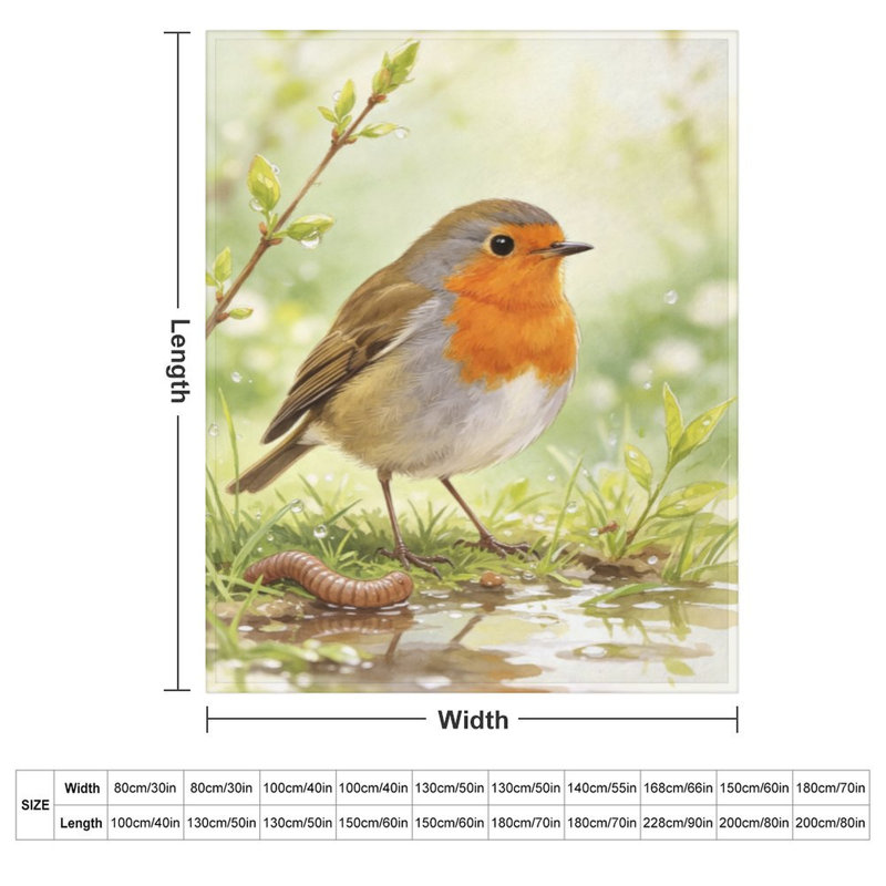 Jeté de luxe en flanelle Robin Bird, 40 po x 50 po