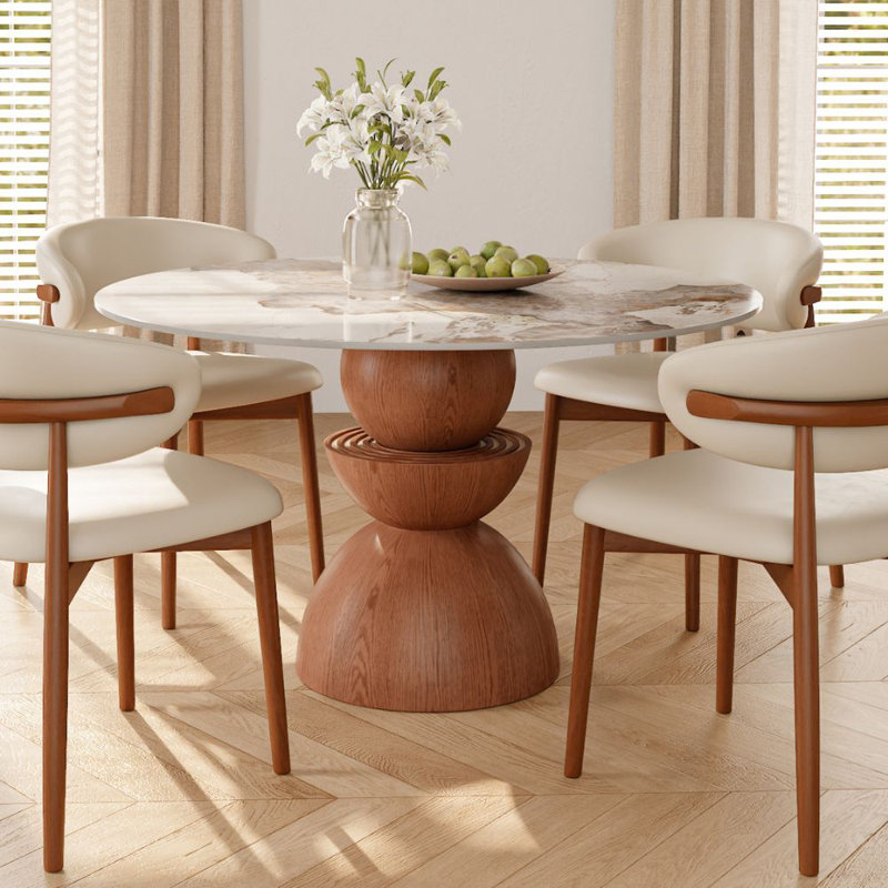 2-Piece Breakfast Nook Dining Table Set 47" Glossy Amber, 29.52" H x 47.24" W x 47.24" D, Glossy Amber, Stone