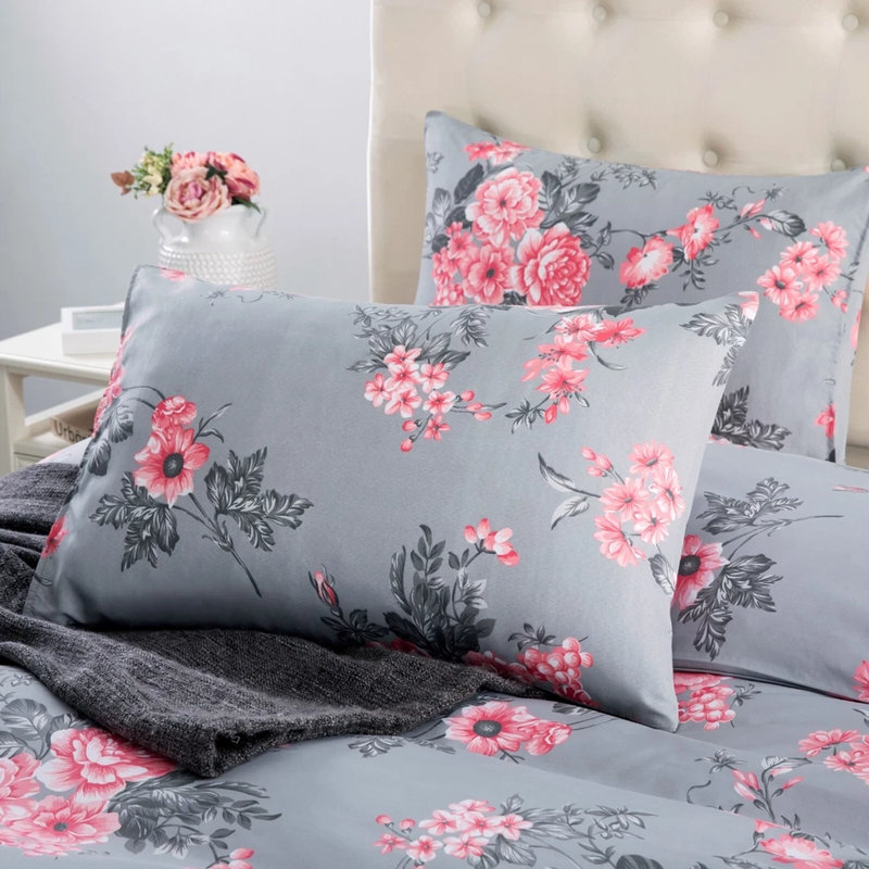 Microfiber Printed Duvet Cover - Soft, Lightweight, Fade-Resistant Bedding with Matching Pillowcases, Bouquet