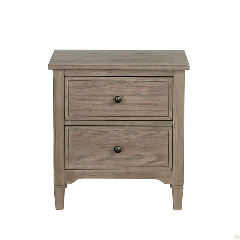 2-Drawer Nightstand With Round Bronze Pull Knobs